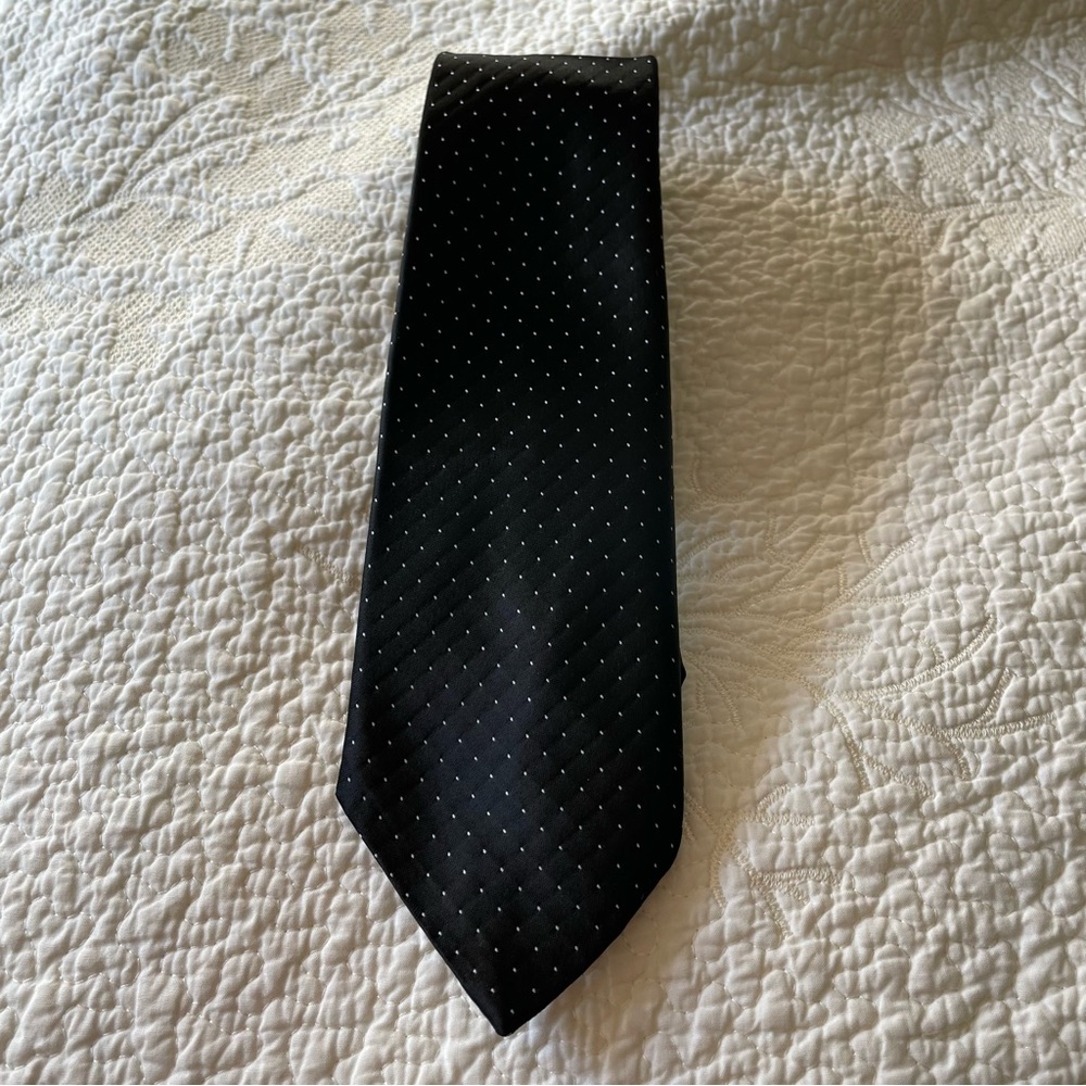Black Dotted Textured Polyester Necktie